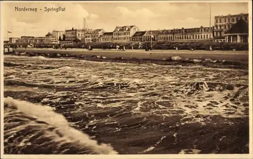 Ak Nordseebad Norderney Ostfriesland, Springflut