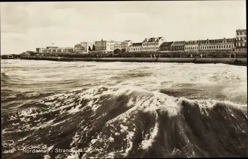 Ak Nordseebad Norderney, Strand bei Sturm