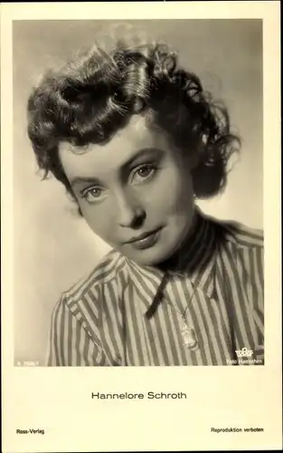 Ak Schauspielerin Hannelore Schroth, Portrait, Tobis Film, Ross, A 2996 1