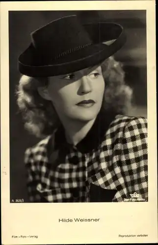 Ak Schauspielerin Hilde Weissner, Portrait, Hut