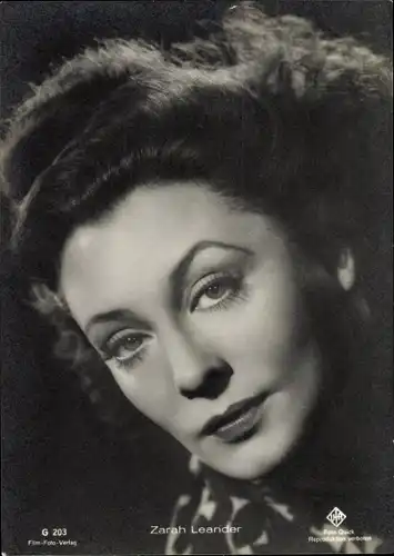 Ak Schauspielerin Zarah Leander, Portrait, Film Foto Verlag G 203