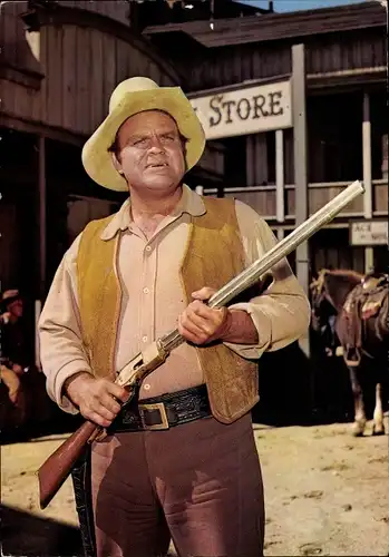 Ak Schauspieler Dan Blocker, Hoss Cartwright, Bonanza, Reklame, 3 Glocken Nudeln