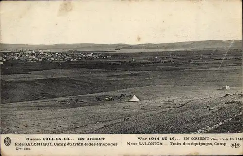 Ak Saloniki Griechenland, Camp du train et équipages, Lager, Felder