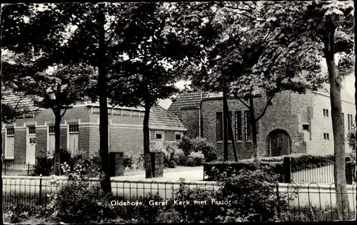 Ak Oldehove Groningen, Geref. Kerk met Pastorie