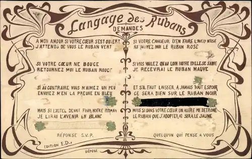 Ak Langage des Rubans, Demandes, A mon amour si votre coeur s'est ouvert