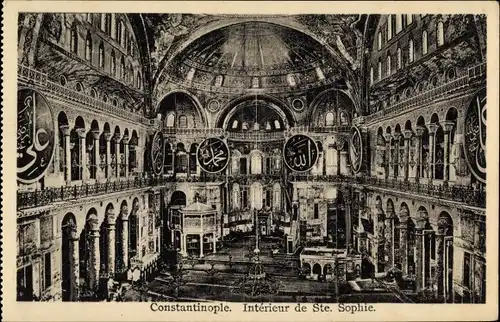 Ak Konstantinopel Istanbul Türkei, Interieur de la Mosquee Sainte Sophie, Innenansicht von Moschee