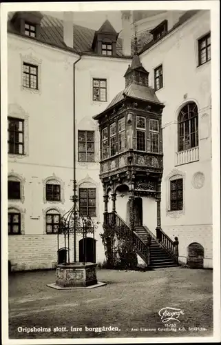Ak Mariefred Schweden, Schloss Gripsholm, Inre borggarden