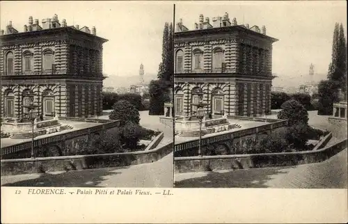 Stereo Ak Firenze Florenz Toscana, Palais Pitti et Palais Vieux