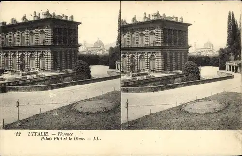 Stereo Ak Firenze Florenz Toscana, Le Palais Pitti et le Dome