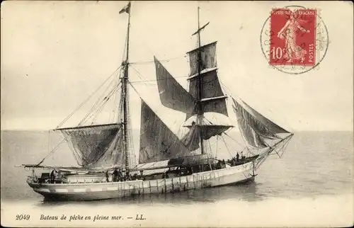 Ak Bateau de peche en pleine mer, Fischerboot, Segelschiff