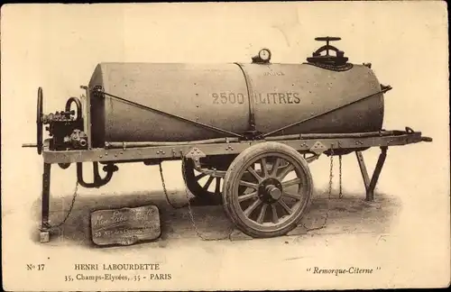 Ak Remorque Citerne, Henri Labourdette, 2500 Litres, Tankwagen