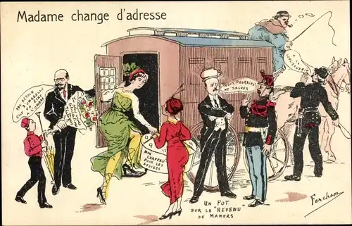 Künstler Ak Fercham, Madame change d'adresse