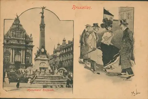 Ak Bruxelles Brüssel, Monument Anspach