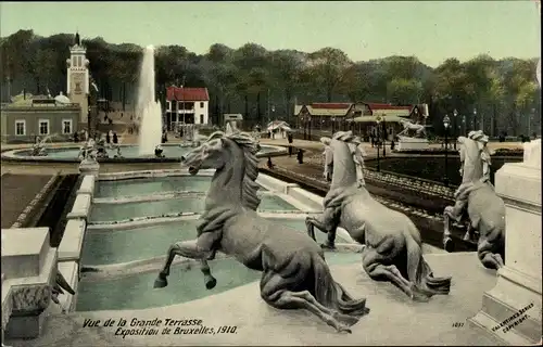 Ak Bruxelles Brüssel, Vue de la Grande Terrasse, Exposition 1910