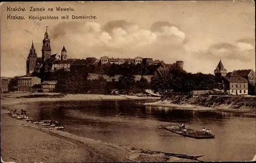 Ak Kraków Krakau Polen, Zamek na Wawelu, Königschloss mit Domkirche