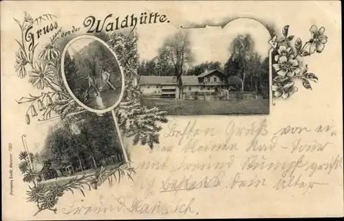 Ak Waldhütte Kranzberg in Oberbayern, Gasthof, Waldpartie