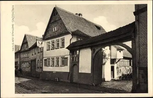 Ak Kirch-Göns Butzbach in Hessen, Gasthaus zum Stern, Außenansicht von der Straße, Hof