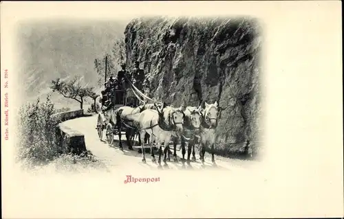 Ak Schweiz, Alpenpost, Postkutsche