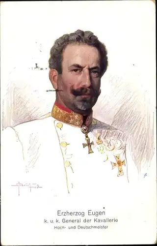 Künstler Ak Brüch, Erzherzog Eugen, k.u.k. General der Kavallerie, Portrait in Uniform