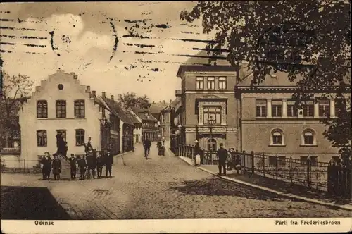 Ak Odense Dänemark, Parti fra Frederiksbroen