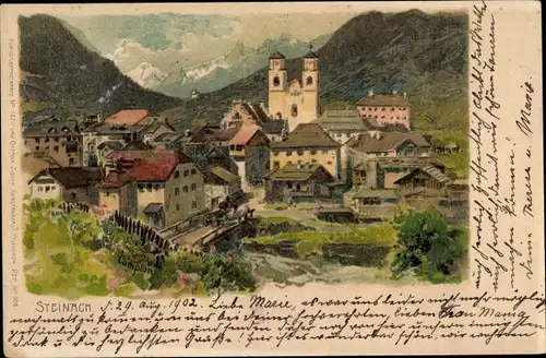 Künstler Litho Compton, E., Steinach am Brenner in Tirol, Teilansicht