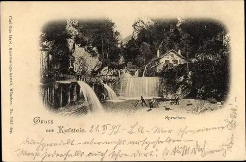 Ak Kufstein in Tirol, Partie am Sprachen, Wasserfälle