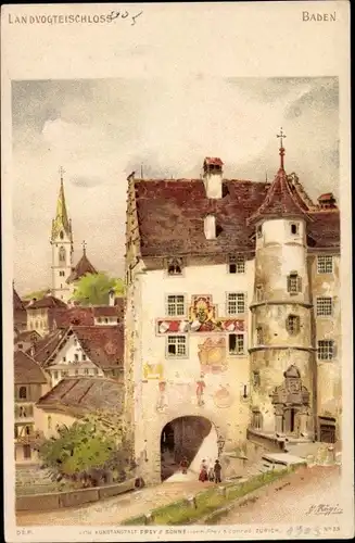 Künstler Litho Baden Aargau, Landvogteischloss, Steintor