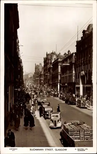 Ak Glasgow Schottland, Buchanan Street, Straßenpartie in der Stadt, Passanten, Autos