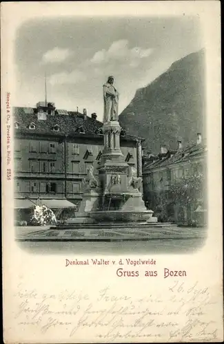 Ak Bozen Bolzano Südtirol, Denkmal Walter v. d. Vogelweide