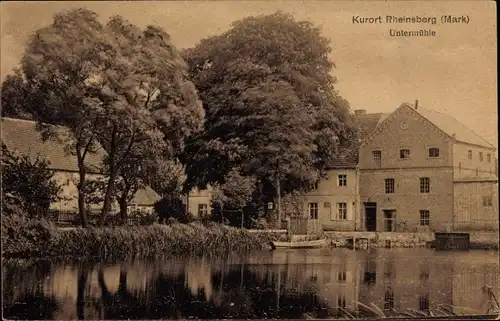 Ak Rheinsberg in Brandenburg, Partie an der Untermühle, Boot