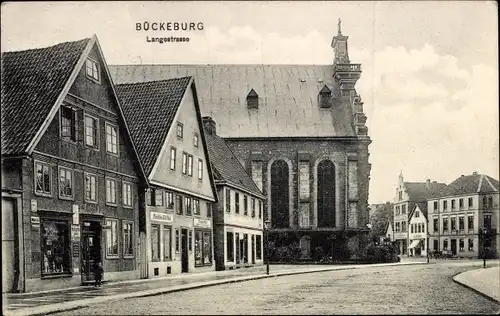 Ak Bückeburg im Kreis Schaumburg, Partie in der Langestraße
