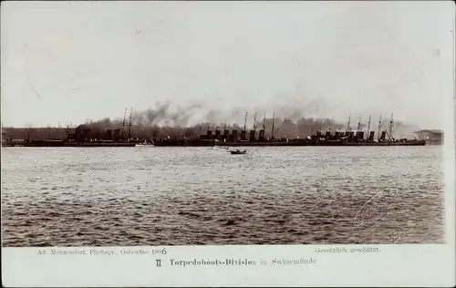Foto Ak Świnoujście Swinemünde Pommern, Deutsches Kriegsschiff, II Torpedobootsdivision