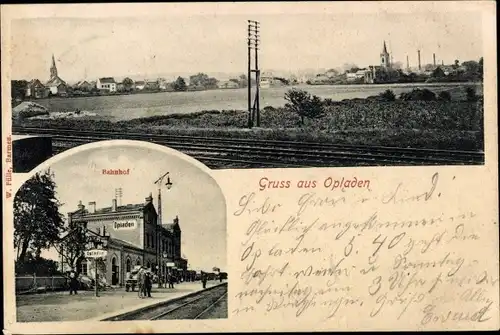 Ak Opladen Leverkusen im Rheinland, Bahnhof, Gleisseite, Blick auf den Ort