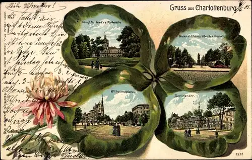 Präge Kleeblatt Litho Berlin Charlottenburg, Schloss, Berlinerstraße, Wilhelmsplatz
