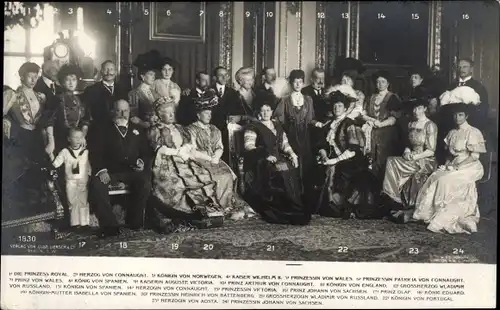 Ak Herzog von Connaught, Königin von Norwegen, Wilhelm II, Wladimir von Russland, Königin v.Portugal