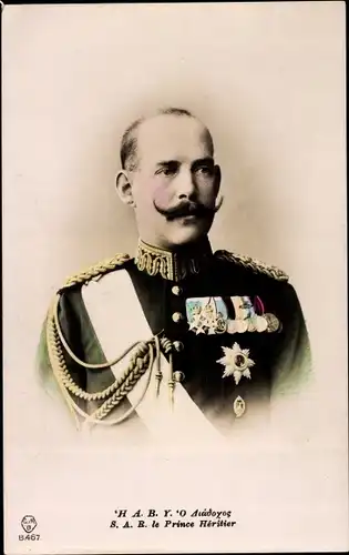 Ak Konstantin I, König von Griechenland, Portrait in Uniform, Orden