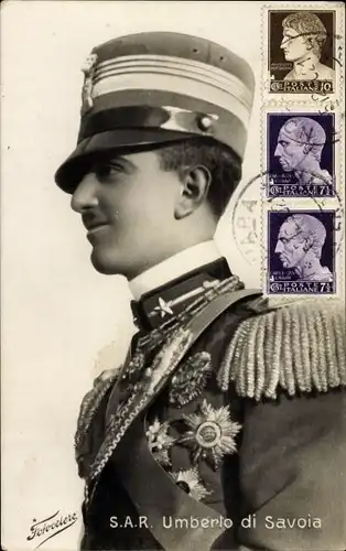 Ak König Umberto II von Italien, Portrait in Uniform, Orden