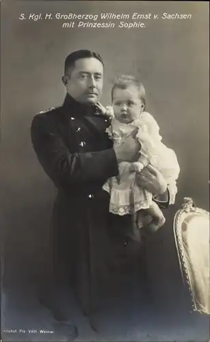 Ak Großherzog Wilhelm Ernst von Sachsen mit Prinzessin Sophie, Portrait