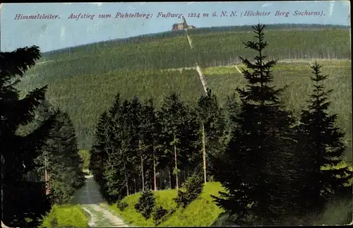 Ak Oberwiesenthal im Erzgebirge, Himmelsleiter, Aufstieg zum Fichtelberg