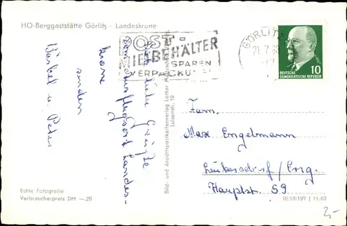 Ak Görlitz in der Lausitz, Landeskrone, HO Berggaststätte, Große Veranda, Wappen
