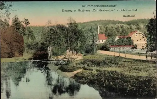 Ak Krummenhennersdorf Halsbrücke in Sachsen, Eingang u. Gasthaus Zur Grabentour - Bobritzschtal