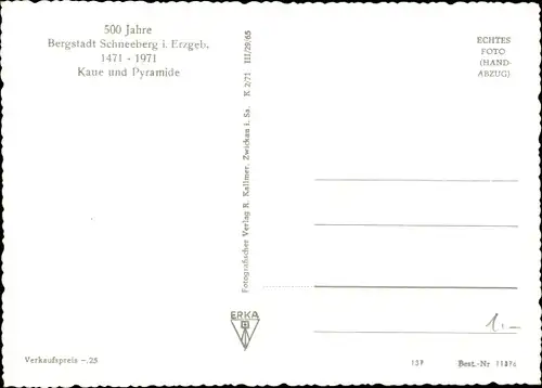 Ak Schneeberg im Erzgebirge, 500 Jahrfeier 1971, Kaue und Pyramide, Winter