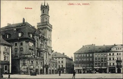 Ak Löbau Sachsen, Markt, Rathaus