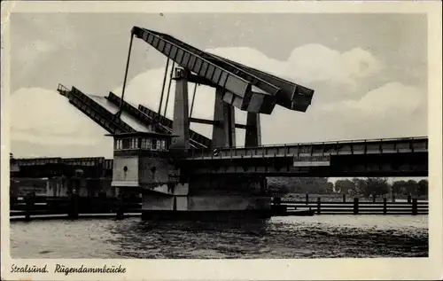 Ak Stralsund in Vorpommern, Rügendammbrücke