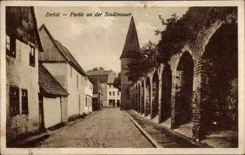 Ak Zerbst in Anhalt, Partie an der Stadtmauer