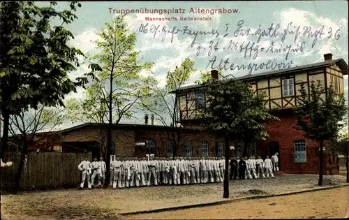 Ak Altengrabow Möckern in Sachsen Anhalt, Truppenübungsplatz, Mannschafts-Badeanstalt