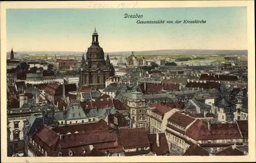 Ak Dresden Altstadt, Gesamtansicht vor der Kreuzkirche