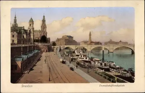 Ak Dresden Altstadt, Dampfschifflanderplatz, Brücke