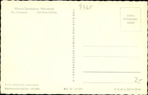 Ak Warmbad Wolkenstein im Erzgebirge, HO Wismut Kaffee beim Wismut Sanatorium