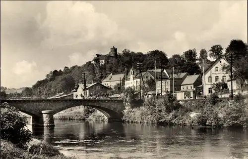 Ak Scharfenstein Drebach im Erzgebirge Sachsen, Brücke, Teilansicht